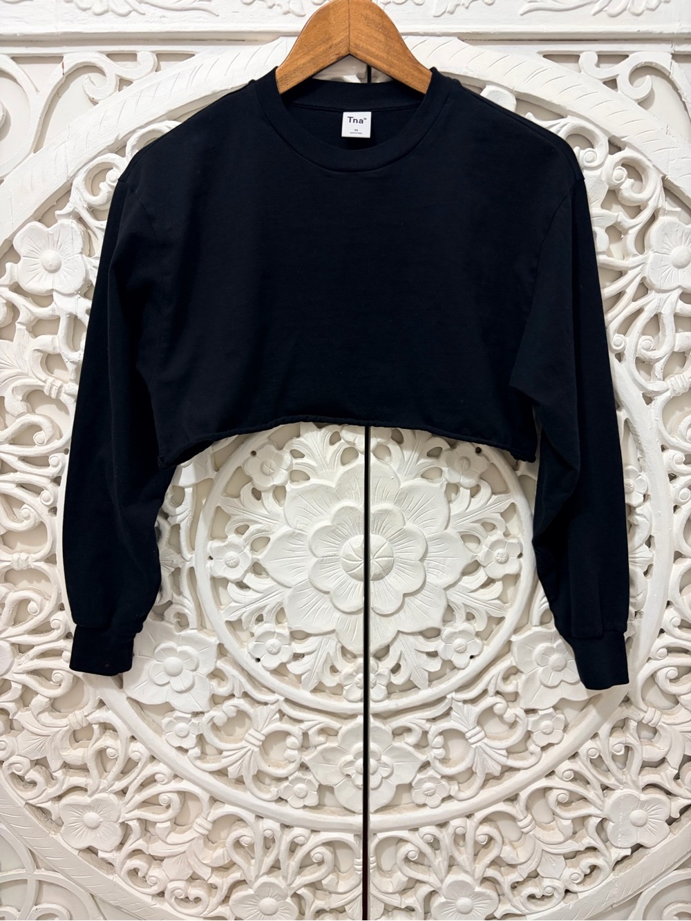 TNA Black Ultra Cropped Crewneck Sweatshirt Size XS
